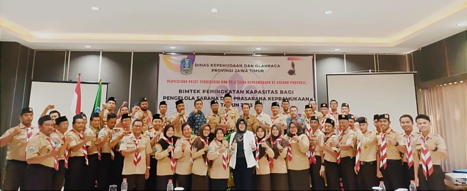 Sinergi Disparpora Ngawi Bersama PRAMUKA KWARCAB Ngawi Dalam Bimtek Peningkatan Kapasitas Sarana Dan Prasarana Tahun Anggaran 2023, Oleh Dinas Kepemudaan dan Olahraga Prov Jatim