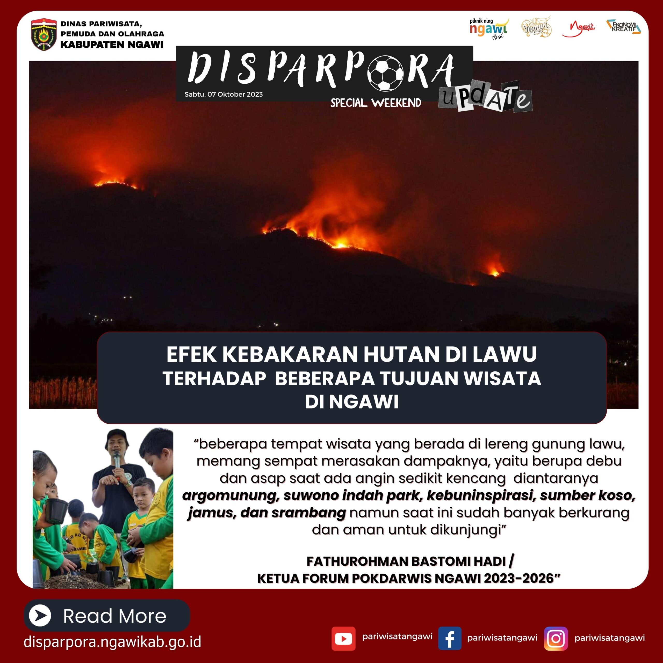 Beberapa Dampak Kebakaran Hutan Gunung Lawu Terhadap Beberapa Wisata Di Ngawi