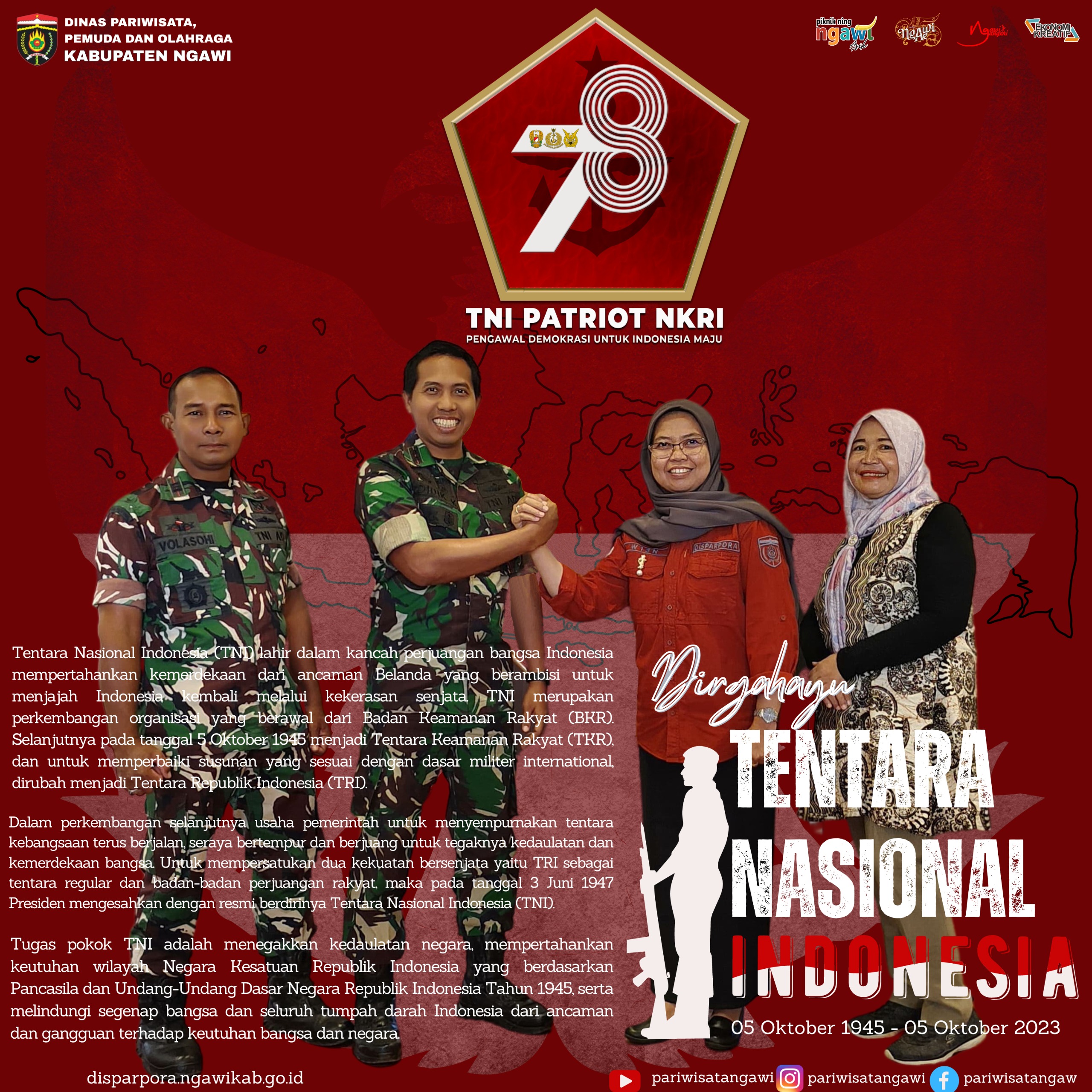 Dirgahayu Tentara Nasional Indonesia Ke – 78, TNI Patriot NKRI, Pengawal Demokrasi Untuk Indonesia Maju