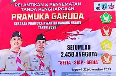 UPACARA PELANTIKAN PRAMUKA GARUDA KWARCAB GERAKAN PRAMUKA NGAWI.